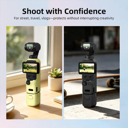Funda protectora de silicona con parasol para la pantalla del BRDRC para DJI Osmo Pocket 4 (negra) — imagen 6