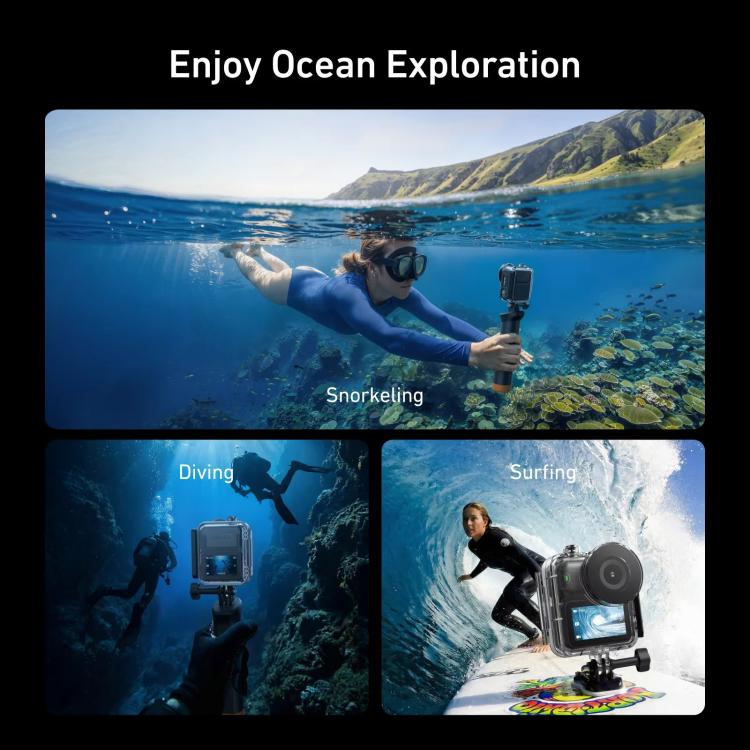 Funda impermeable TELESIN de 60 m, carcasa subacuática para buceo, cubierta protectora antivaho para cámara de acción (trans…