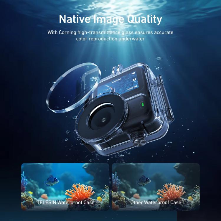 Funda impermeable TELESIN de 60 m, carcasa subacuática para buceo, cubierta protectora antivaho para cámara de acción (trans…