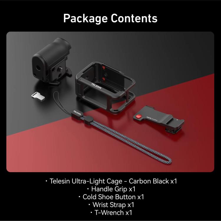 Kit TELESIN StreetGrip, jaula de cámara de aleación de aluminio, empuñadura de mano para DJI Osmo Action 5 (negro) — imagen…