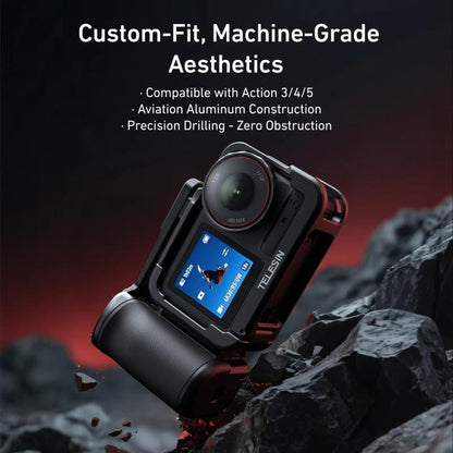 Kit TELESIN StreetGrip, jaula de cámara de aleación de aluminio, empuñadura de mano para DJI Osmo Action 5 (negro) — imagen 6