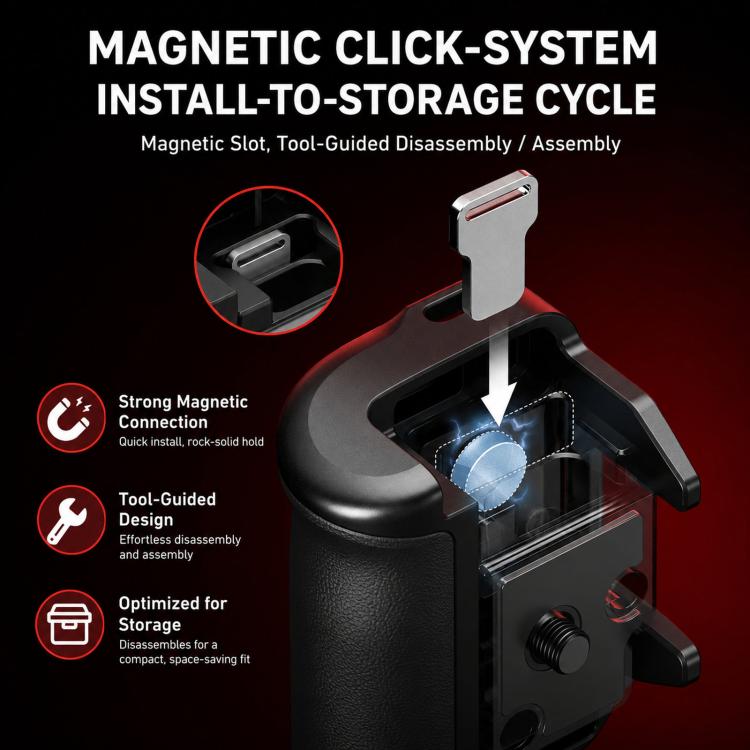 Kit TELESIN StreetGrip, jaula de cámara de aleación de aluminio, empuñadura de mano para DJI Osmo Action 5 (negro) — imagen 9