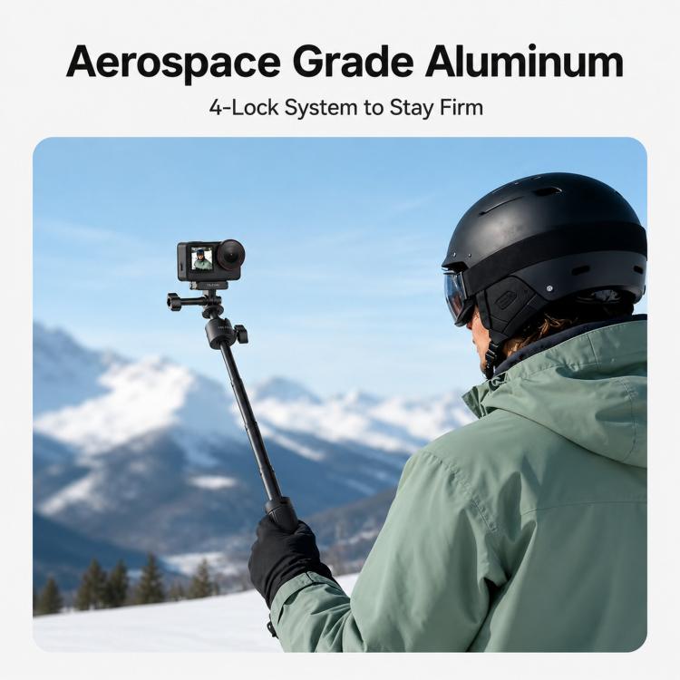 Trípode mini selfie TELESIN 3.0 para cámara de acción, poste extensible de aluminio de 18-46 cm con rótula de 360 grados (ne…