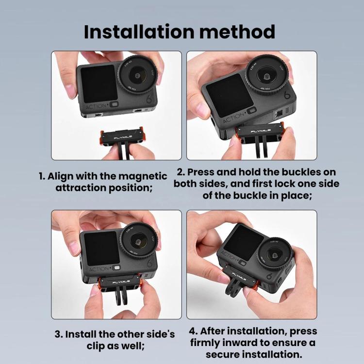 Base magnética de liberación rápida FLYMILE (negra) para DJI Osmo Action 6 — imagen 9