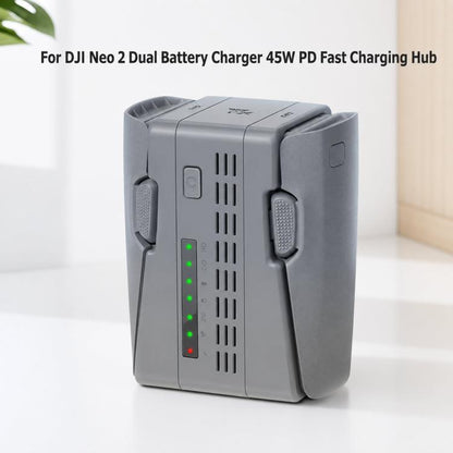 Batería Cargador de doble 2 YX de 45 W con concentrador de carga rápida PD y modo de almacenamiento para DJI Neo (gris)