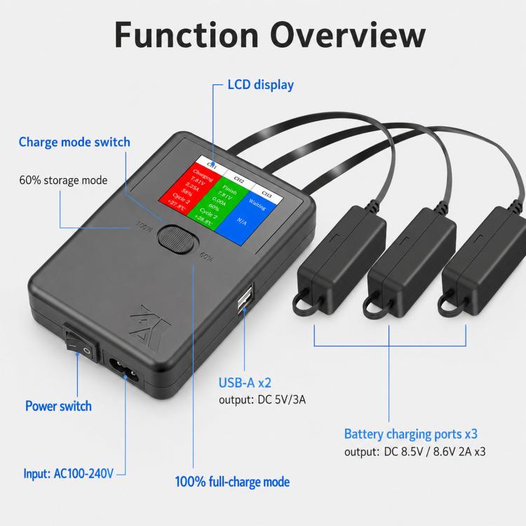 Cargador inteligente YX de 3 vías con pantalla LCD para DJI Mini 5 Pro / Mini 4 Pro / Mini 3 Pro para DJI DJI Mini 5 Pro, DJ…