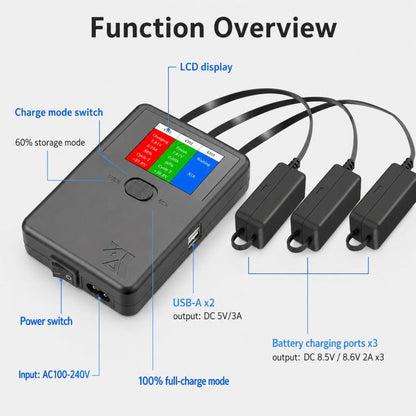 Cargador inteligente YX de 3 vías con pantalla LCD para DJI Mini 5 Pro / Mini 4 Pro / Mini 3 Pro para DJI DJI Mini 5 Pro, DJ…