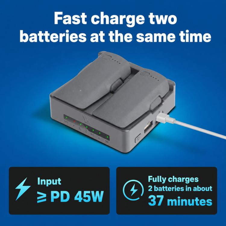 Batería Cargador paralelo YX PD de 45 W, concentrador de carga rápida bidireccional con modo de almacenamiento de para DJI N…