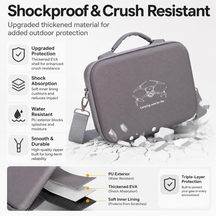 Bolsa de almacenamiento portátil para exteriores con control remoto estándar y dron Lito 1 (gris) — imagen 8