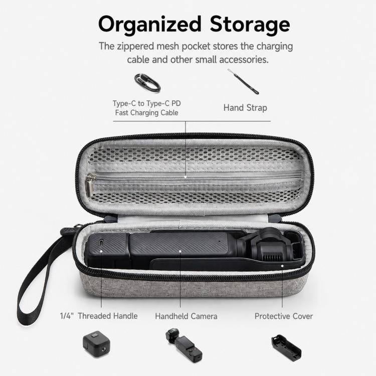 Funda Baona FD006 rígida de EVA para cámara de acción, estuche protector de viaje. Especificaciones: Gris mejorado + cordón……
