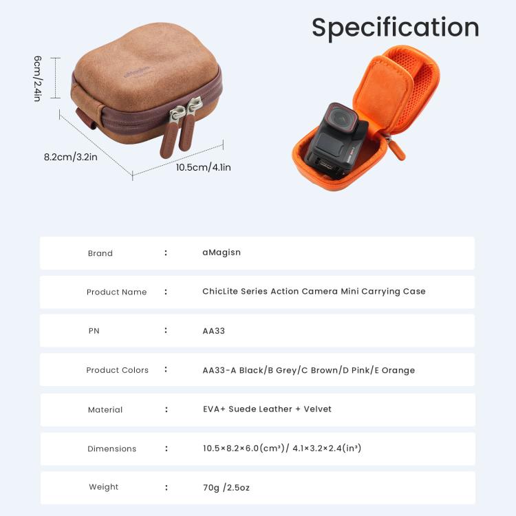 Estuche de transporte mini para cámaras de acción aMagisn ChicLite Serie para Insta360, y GoPro Hero para DJI Osmo Action 6……