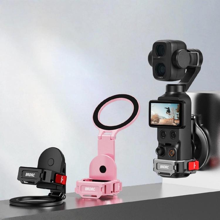 Soporte magnético para teleprompter BRDRC con extensor de zapata fría y clip para teléfono (negro) para DJI Osmo Pocket 4 —…