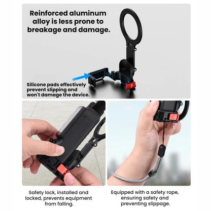 Soporte magnético para teleprompter BRDRC con extensor de zapata fría y clip para teléfono (negro) para DJI Osmo Pocket 4 —…