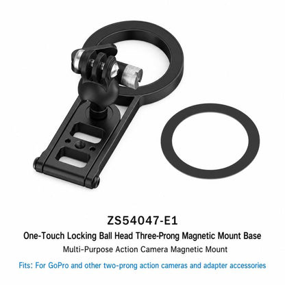 Base de montaje magnética Universal para cámara de acción con rótula de 2 puntas